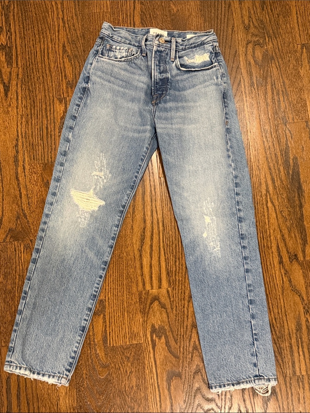 Frame “Le Original” Denim Light Blue Distressed High-Rise Jeans